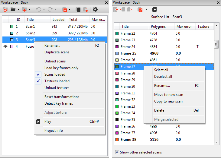 Scan and surface lists in Workspace