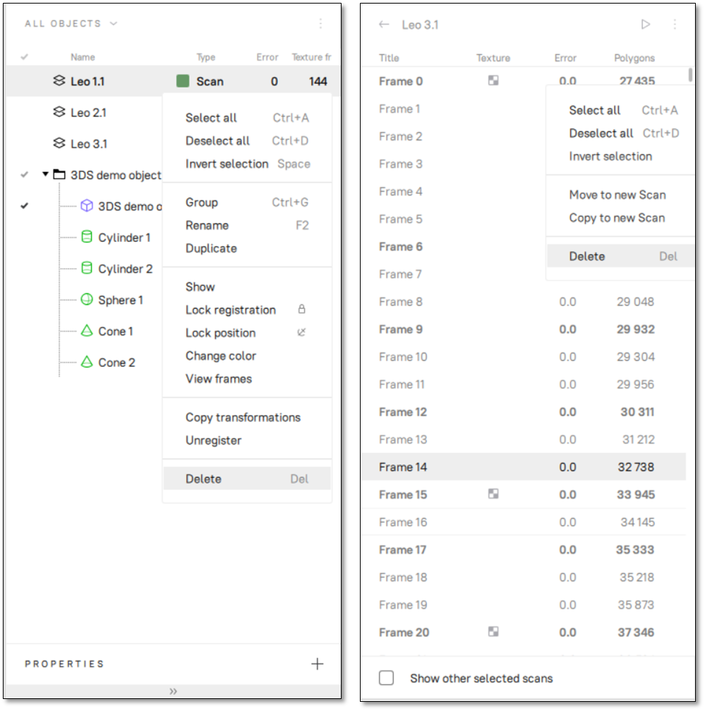Scan and surface lists in Workspace