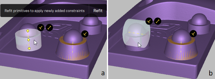 Example for applying CAD primitive constraints