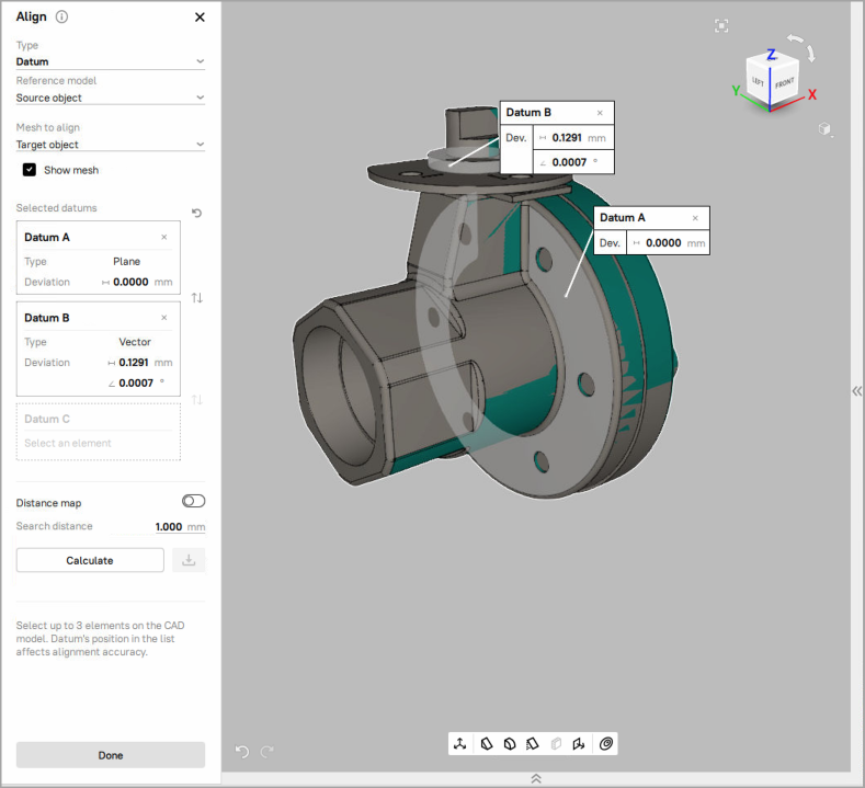 Example of datum alignment