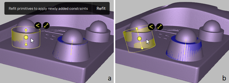 Example for applying CAD primitive constraints