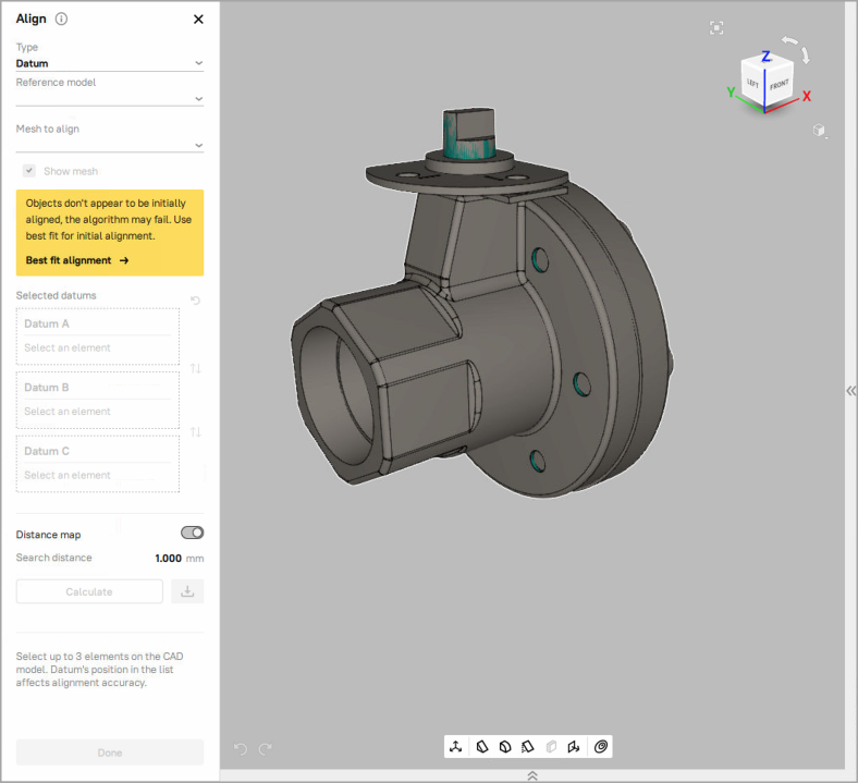 The disabled Datum Alignment for non-aligned objects