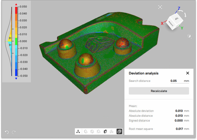 The *Deviation analysis* tool with calculated distance map.