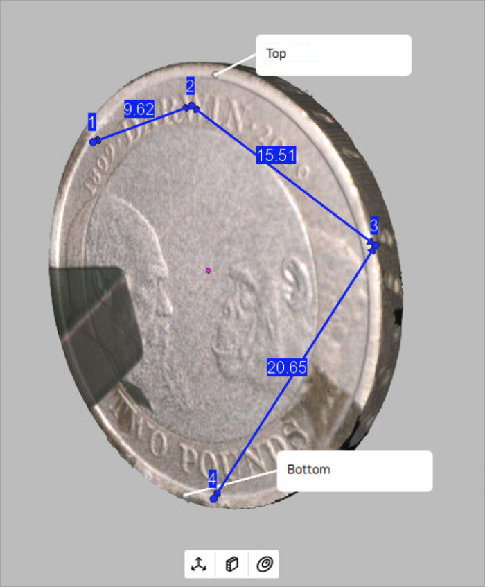 Notes on the model surface (Distance mode).