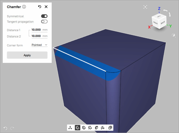 Chamfer with *Tangent propagation* parameter *off*