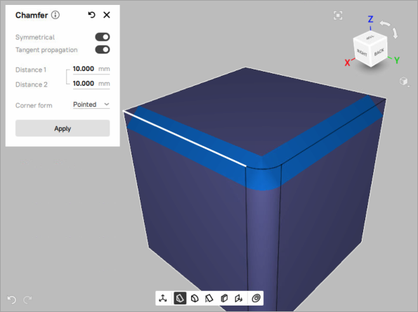 Chamfer with *Tangent propagation* parameter *on*