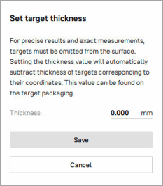 Target thickness compensation dialog