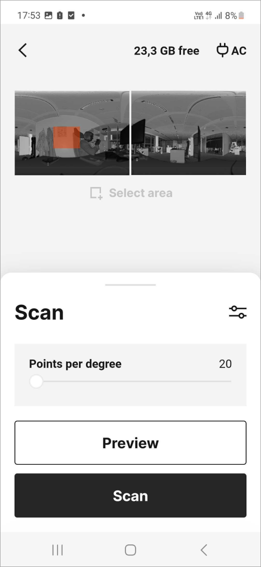 The basic scanning resolution settings.