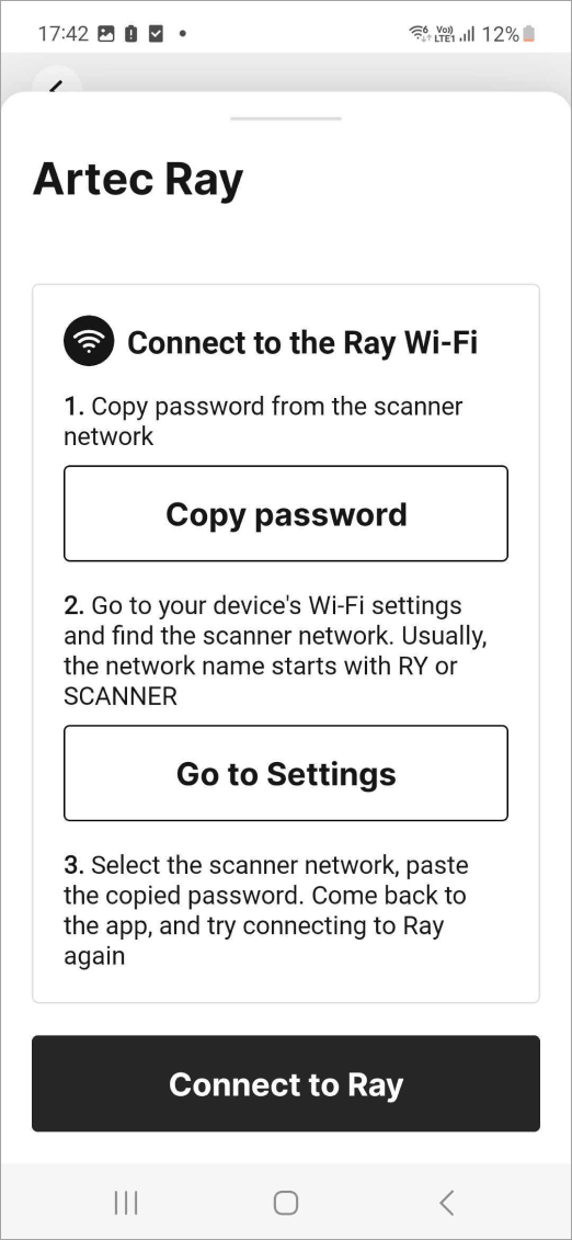 Android manual connection to Ray